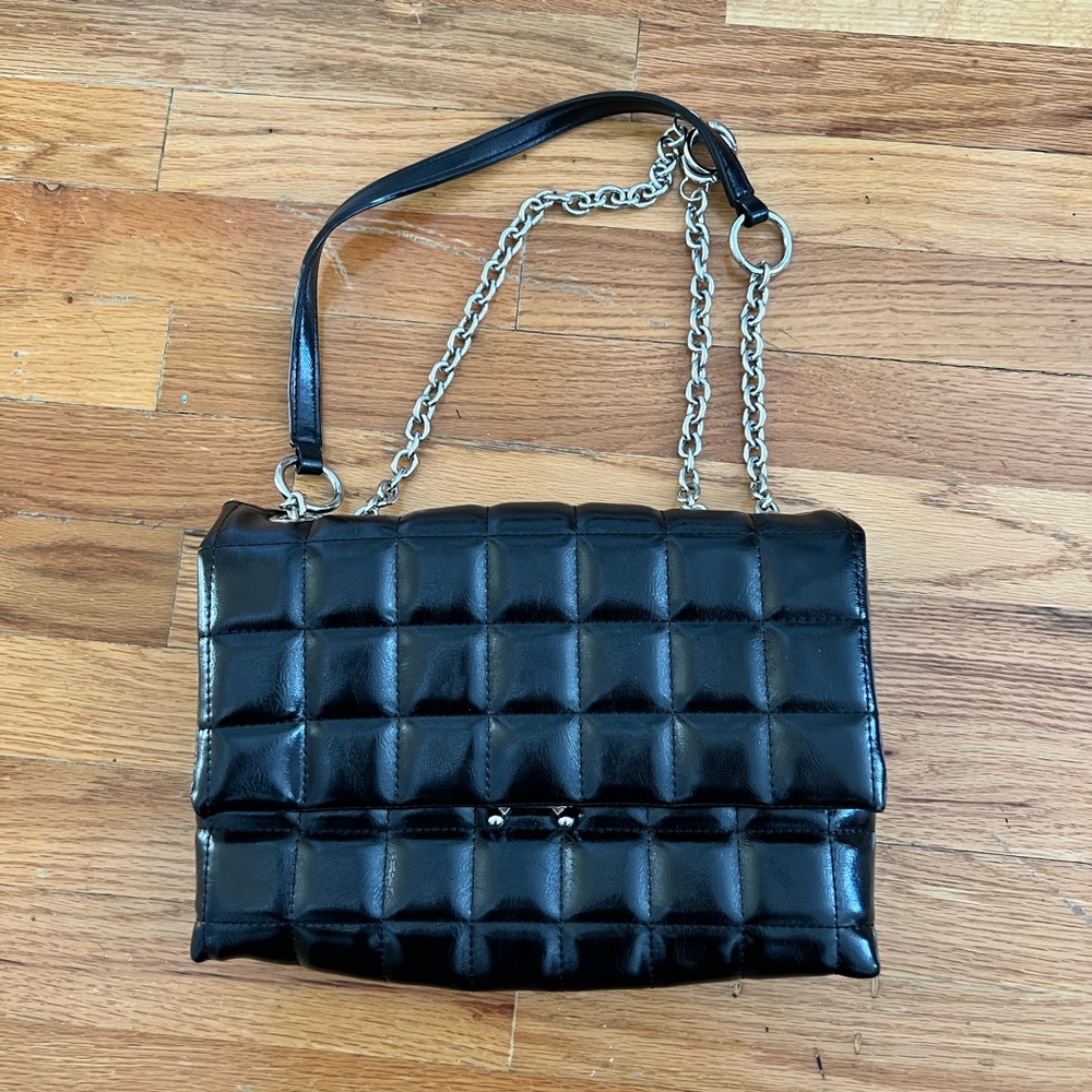 House of Want quilted leather shoulder bag with heavy duty chain straps